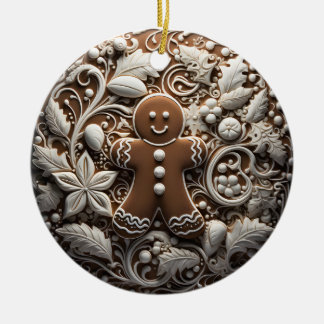 Adorno De Cerámica 3D Effect Gingerbread Ornament | Custom Name