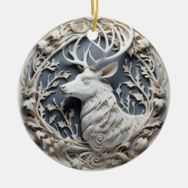 Adorno De Cerámica 3D Effect Reindeer Ornament | Custom Name