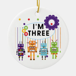 Adorno De Cerámica 3ro camisetas y regalos del cumpleaños del robot