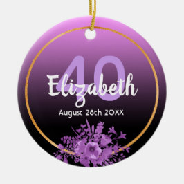 Adorno De Cerámica 40.ª floral púrpura