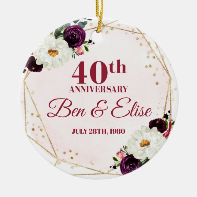 Adorno De Cerámica 40.º aniversario de Boda (Frente)