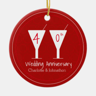 Adorno De Cerámica 40.º diseño de cócteles del Aniversario del Boda d