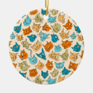 Adorno De Cerámica 40 caras de gato y una cola