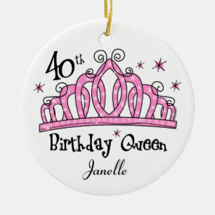 Adorno De Cerámica 40.o LT de la reina del cumpleaños de la tiara