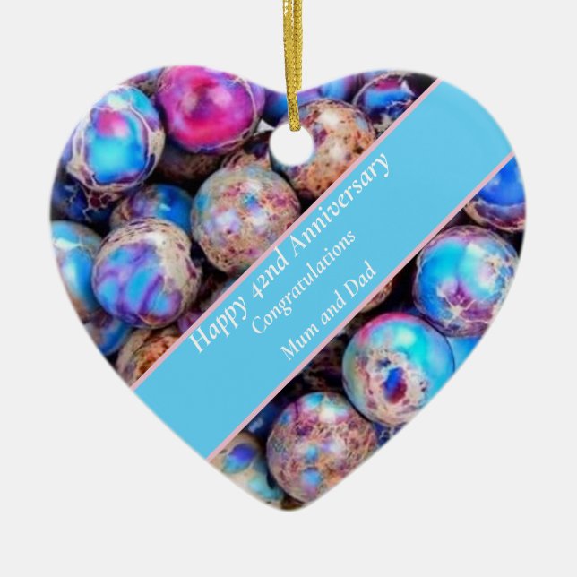 Adorno De Cerámica 42.º Aniversario Boda Imperial Jasper (Frente)