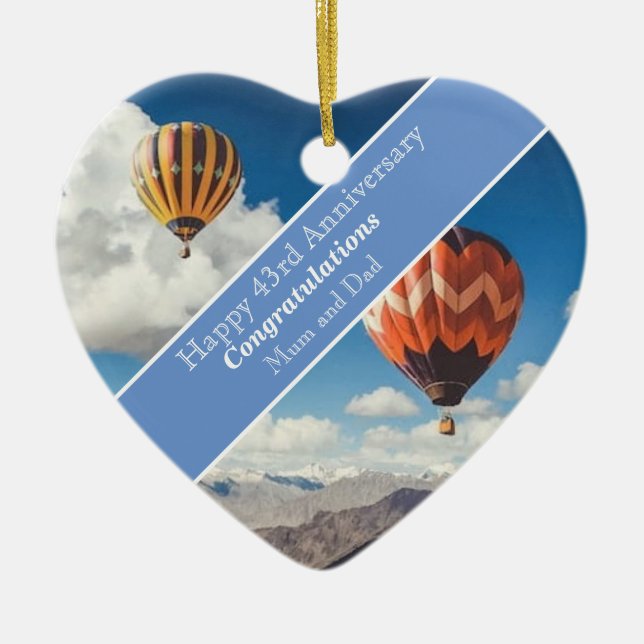 Adorno De Cerámica 43.º aniversario Boda (Frente)