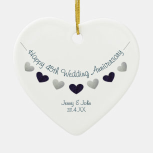 Adorno De Cerámica 45th sapphire wedding anniversary bunting design