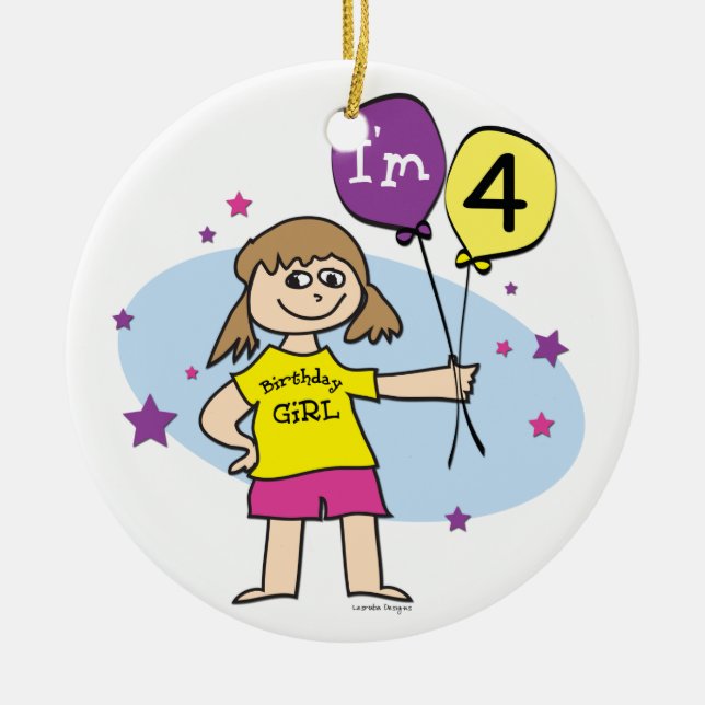 Adorno De Cerámica 4.º Chica de cumpleaños (Frente)