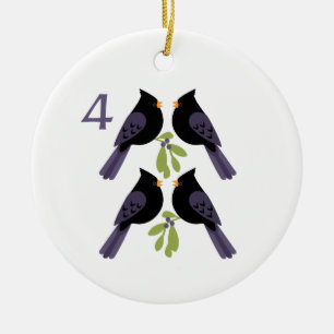 Adorno De Cerámica 4 Aves Llamadas