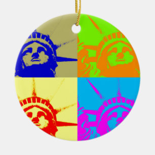 Adorno De Cerámica 4 Color Pop Art Lady Liberty