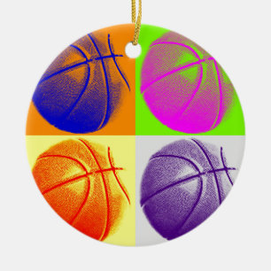 Adorno De Cerámica 4 Colores Pop Art Basketball