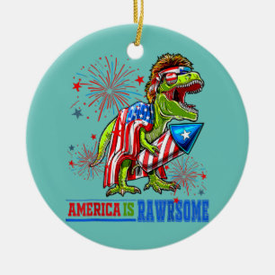 Adorno De Cerámica 4 De Julio T Rex América Es Genial Americana