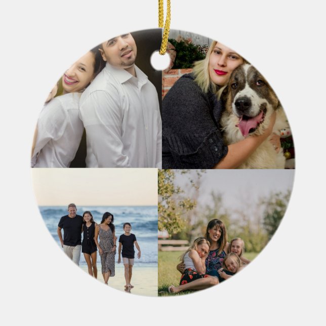 Adorno De Cerámica  4 Family Photo Collage Custom (Frente)