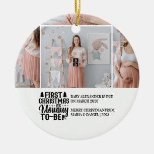 Adorno De Cerámica 4 Foto Navidad Embarazo Futuras Mamás 