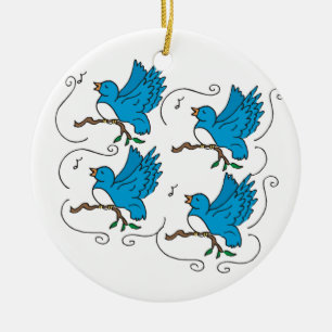 Adorno De Cerámica 4 pájaros de llamada