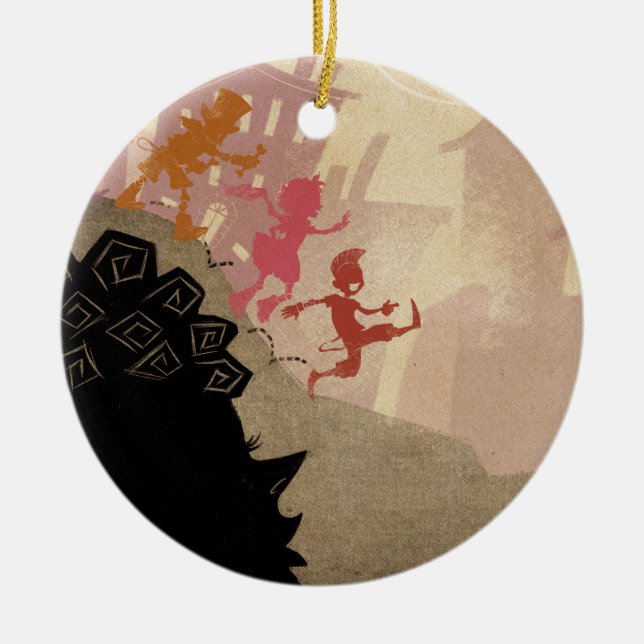 Adorno De Cerámica 4 pequeños monstruos - caminando a través de (Frente)