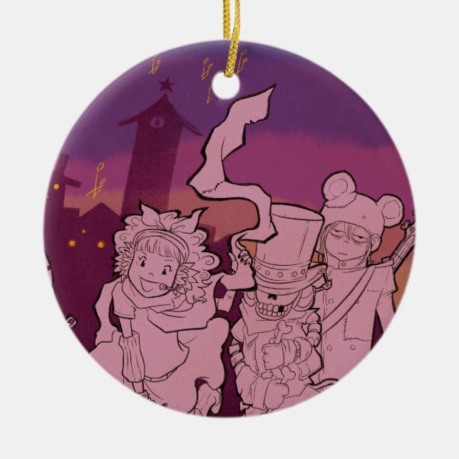 Adorno De Cerámica 4 pequeños monstruos - música de la noche (Frente)