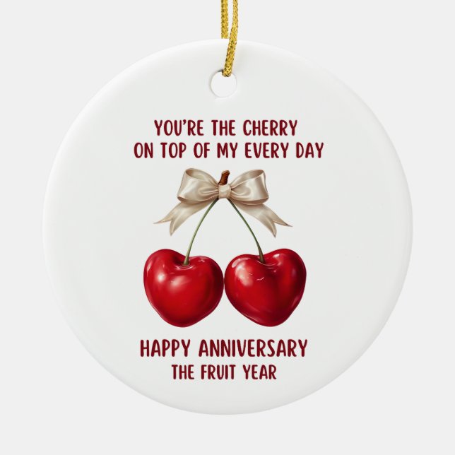 Adorno De Cerámica 4th Anniversary Card, Fruit Anniversary Ornament (Frente)