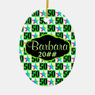 ADORNO DE CERÁMICA 50.ª ESTRELLA SUPER PERSONALIZADA Y DE FECHA