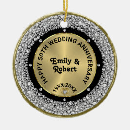Adorno De Cerámica 50.º aniversario del boda diamantes blancos y oro