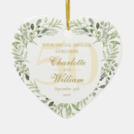 Adorno De Cerámica 50.º Monograma de Aniversario del Boda Dorado