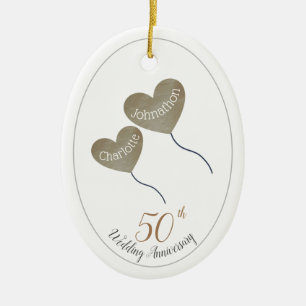 Adorno De Cerámica 50 Aniversario de Boda Dorado esposo y esposa