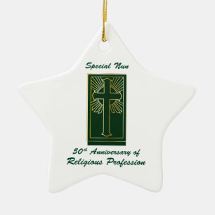 Adorno De Cerámica 50° Aniversario de la Profesión Religiosa Verde