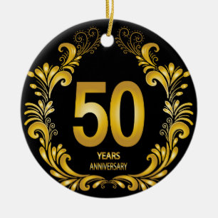 Adorno De Cerámica 50 años de Purpurina de oro