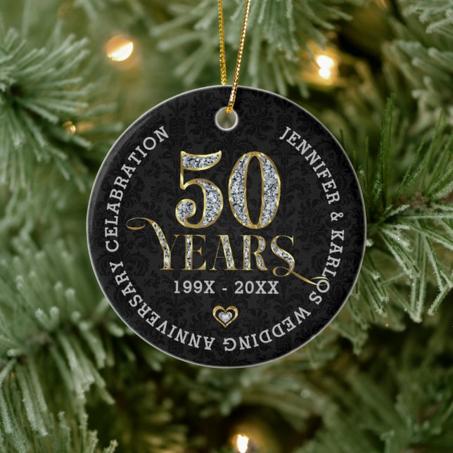 Adorno De Cerámica 50 Years gold wedding Anniversary (Árbol)