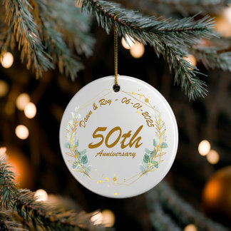 Adorno De Cerámica 50th Anniversary Christmas Ornament Personalized, 