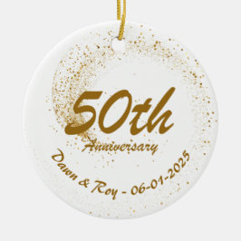 Adorno De Cerámica 50th Anniversary Ornament Metal ,Personalized Gold