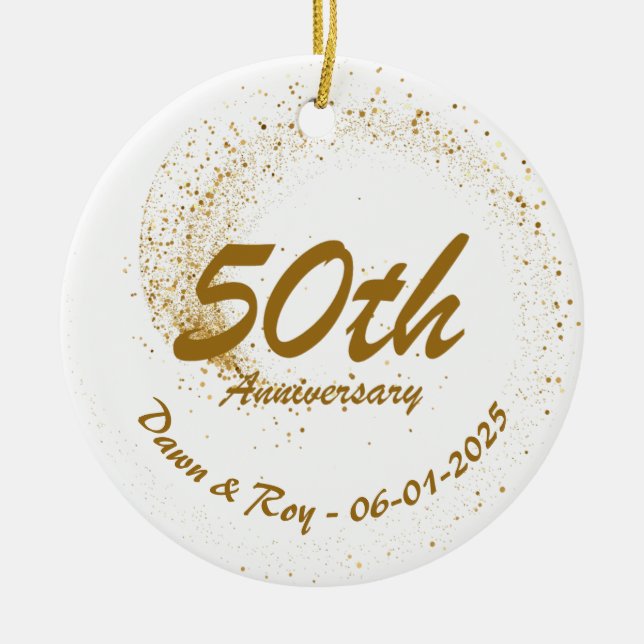 Adorno De Cerámica 50th Anniversary Ornament Metal ,Personalized Gold (Frente)