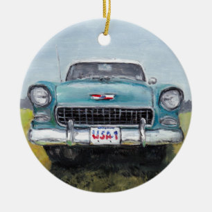 Adorno De Cerámica "55 Chevy Car Art Ornament