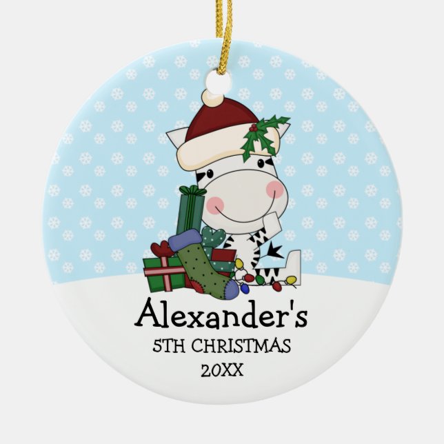 Adorno De Cerámica 5ta cebra caprichosa de Santa del navidad (Frente)