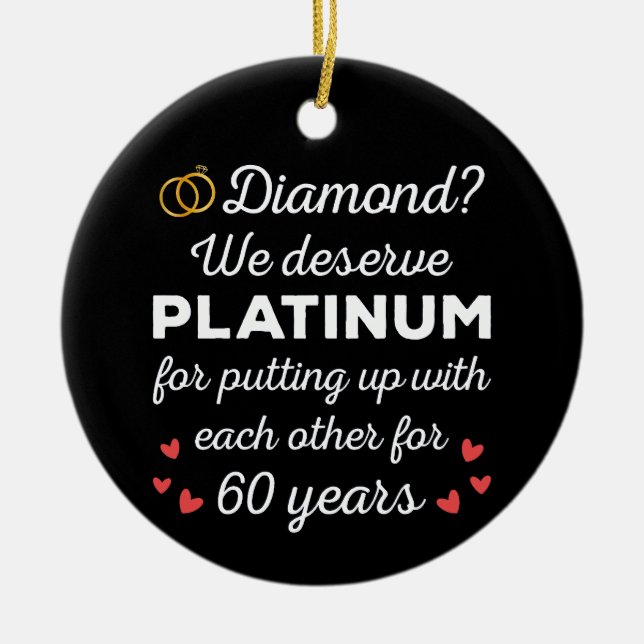 Adorno De Cerámica 60° Aniversario Boda I - Pareja Diamond Funny (Frente)