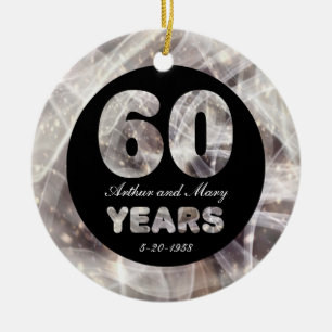 Adorno De Cerámica 60° Aniversario Boda Luces Fiestas de diamantes