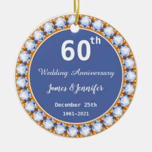 Adorno De Cerámica 60th Wedding Anniversary diamond Custom Names