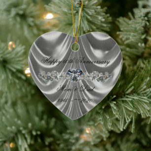 Adorno De Cerámica 60th Wedding Anniversary Diamond Heart Photo