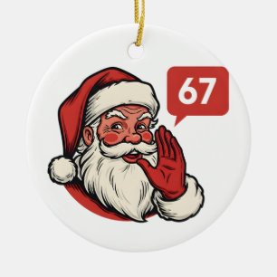 Adorno De Cerámica 67 Navidad Feliz Seis Siete Rotura Cerebral Papá N