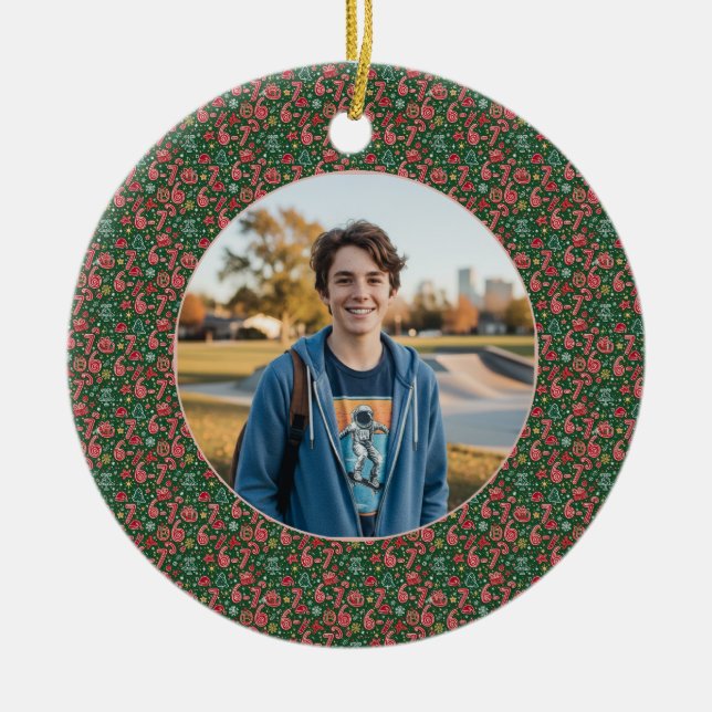 Adorno De Cerámica 6-7 Meme One Photo Christmas Doodles (Frente)