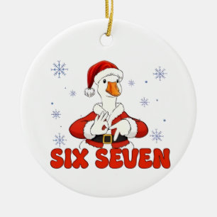 Adorno De Cerámica 6 7 Seis Siete Mano Ganso Navidad Gen Z Alpha