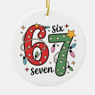 Adorno De Cerámica 6 7 Seis Siete Mano Gen Z Alpha Meme Slang Navidad