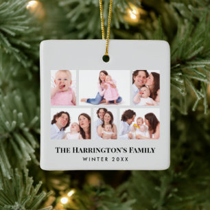 Adorno De Cerámica 6 secciones Personalizado foto marcos grises Minim