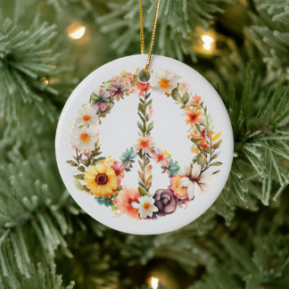 Adorno De Cerámica 70s 60s Peace Sign Colorful