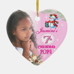 Adorno De Cerámica 7.º regalo de corazón de Chica personalizado para