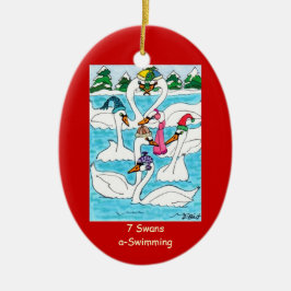 Adorno De Cerámica 7 cisnes una natación