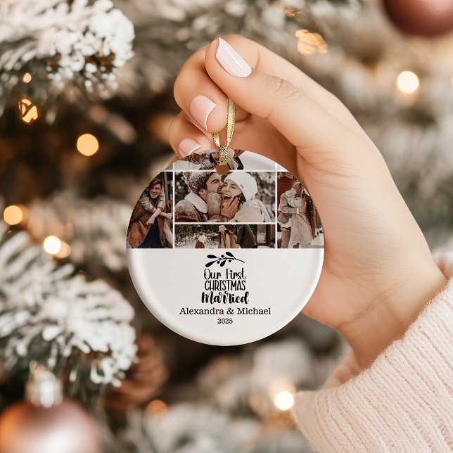 Adorno De Cerámica 7 Photo Minimialist Our First Christmas Married (Subido por el creador)