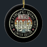 Adorno De Cerámica 80 Years Old Vintage 1942 Limited Edition 80th<br><div class="desc">80 Years Old Vintage 1942 Limited Edition 80th Birthday Gift. Perfect gift for your dad,  mom,  papa,  men,  women,  friend and family members on Thanksgiving Day,  Christmas Day,  Mothers Day,  Fathers Day,  4th of July,  1776 Independent day,  Veterans Day,  Halloween Day,  Patrick's Day</div>