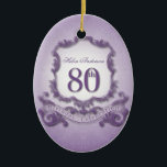 Adorno De Cerámica 80th Birthday Celebration Personalized Ornament<br><div class="desc">Vintage frame - Customizable Ornament. You can easily change text color,  font,  size and position by clicking the customize button.</div>