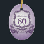Adorno De Cerámica 80th Birthday Celebration Personalized Ornament<br><div class="desc">Vintage frame - Customizable Ornament. You can easily change text color,  font,  size and position by clicking the customize button.</div>
